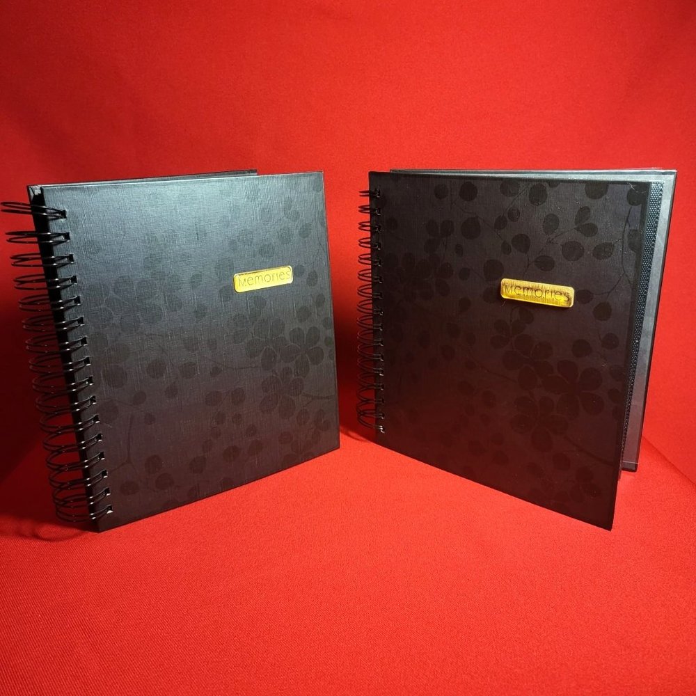 New Seasons Memories Black Photo Album Floral Set of 2